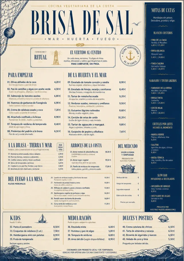 Coastal Regional vegetarian-menu menu template preview