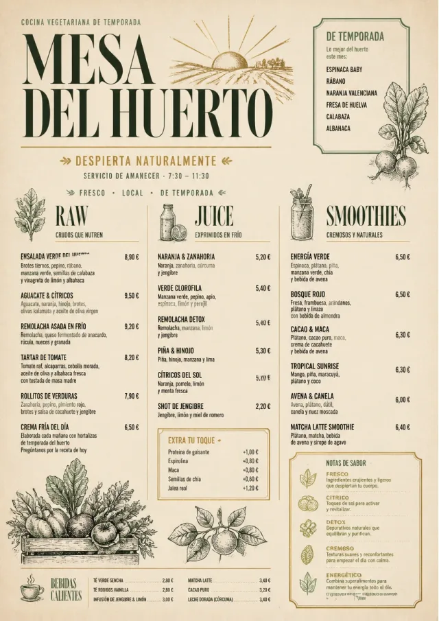 Farm Table Rustic vegetarian-menu menu template preview