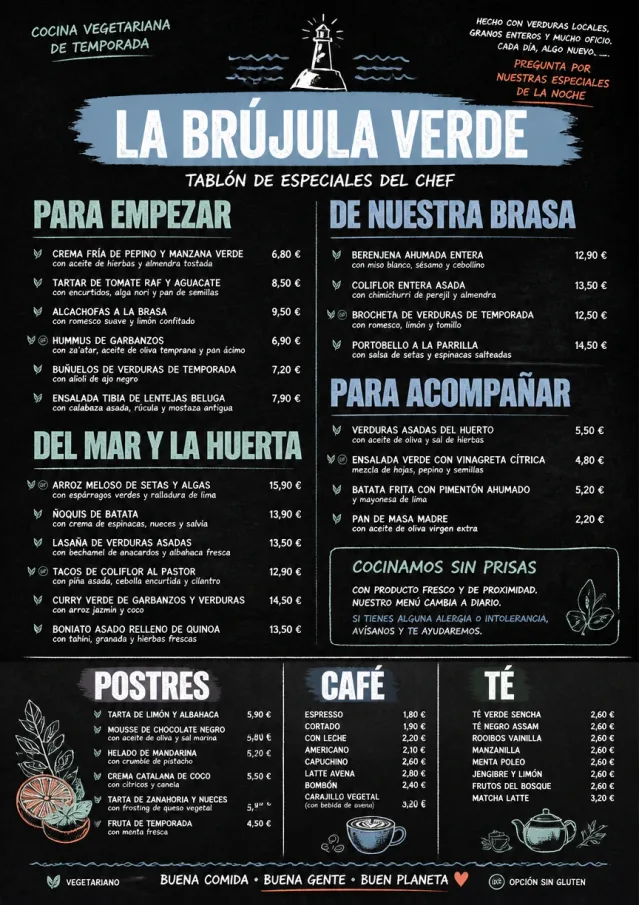 Chef Specials Board vegetarian-menu menu template preview