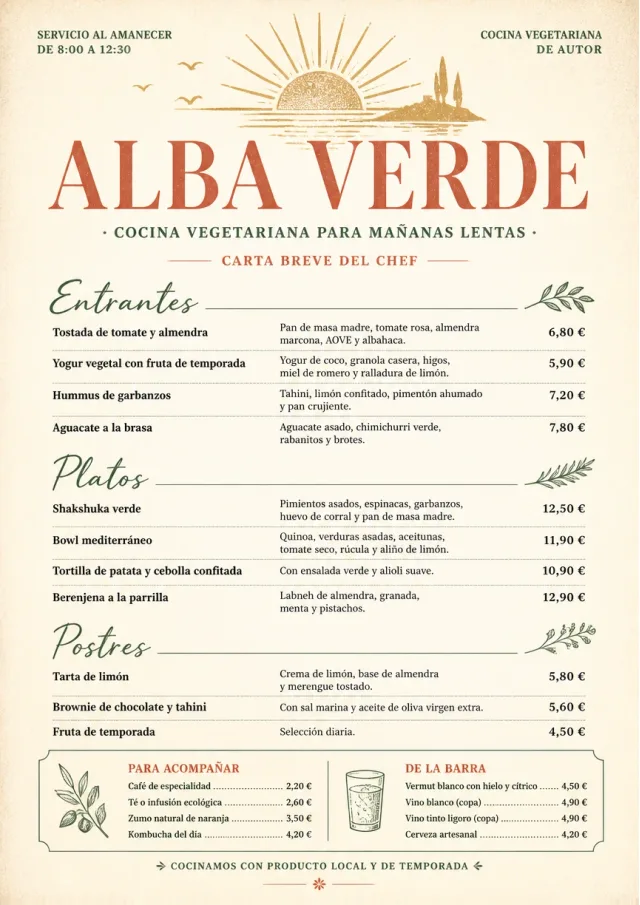 Chef Carte Brève vegetarian-menu menu template preview