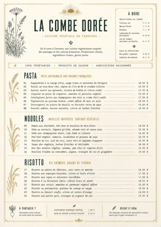 Fine Regional vegetarian-menu menu template preview
