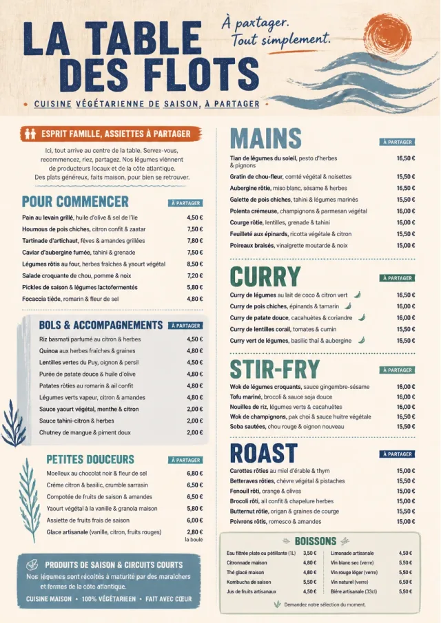 Family Style Feast vegetarian-menu menu template preview
