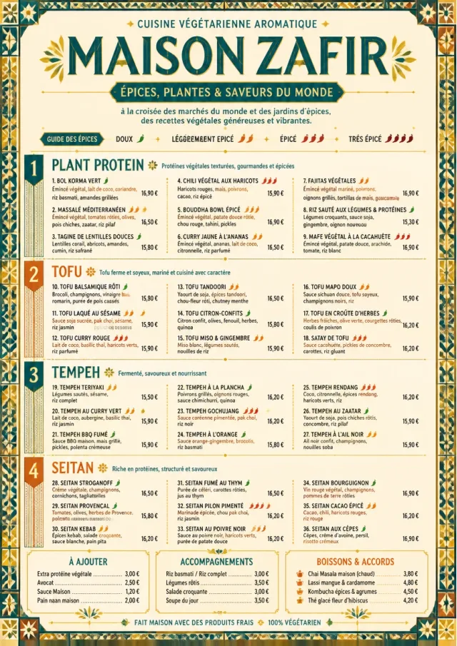 Spice Market Bold vegetarian-menu menu template preview