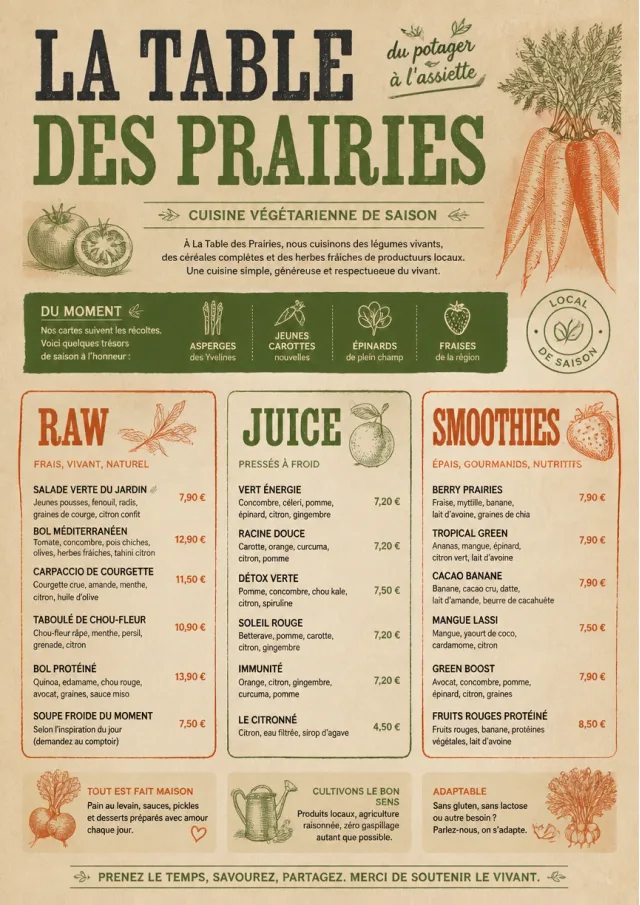 Farm Table Rustic vegetarian-menu menu template preview