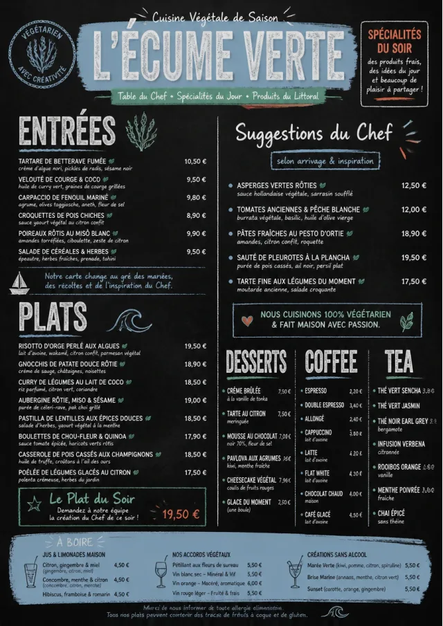 Chef Specials Board vegetarian-menu menu template preview
