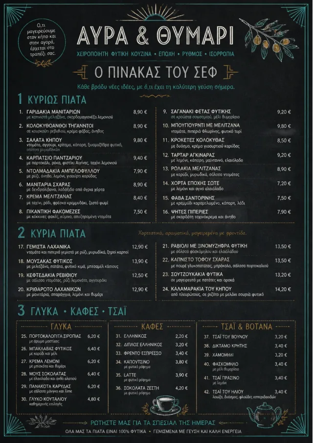 Chef Specials Board vegetarian-menu menu template preview