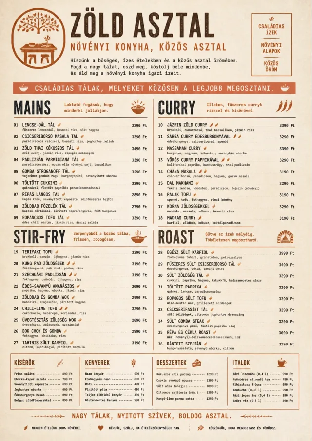 Family Style Feast vegetarian-menu menu template preview