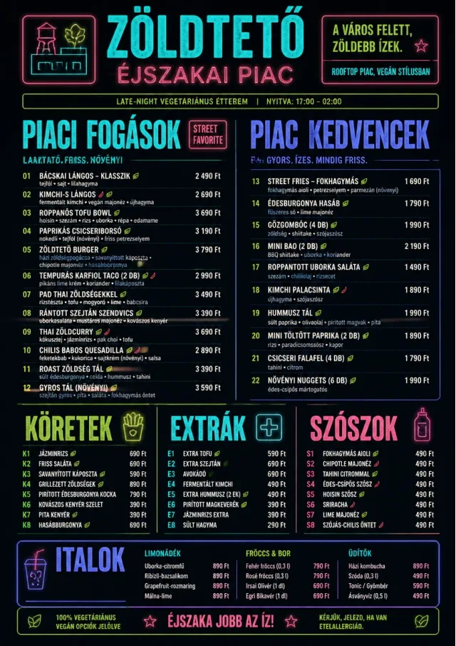 Night Market Neon vegetarian-menu menu template preview