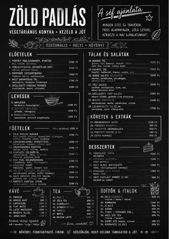 Chef Specials Board vegetarian-menu menu template preview