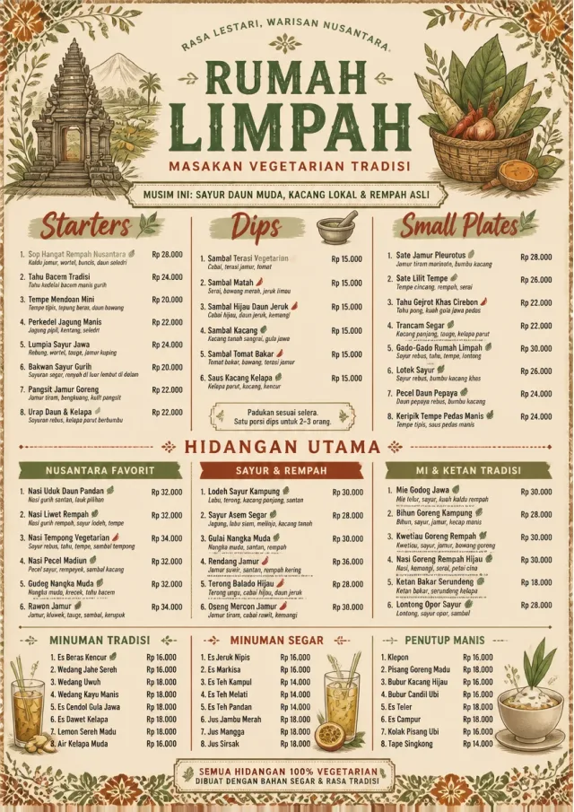 Heritage Tradition vegetarian-menu menu template preview