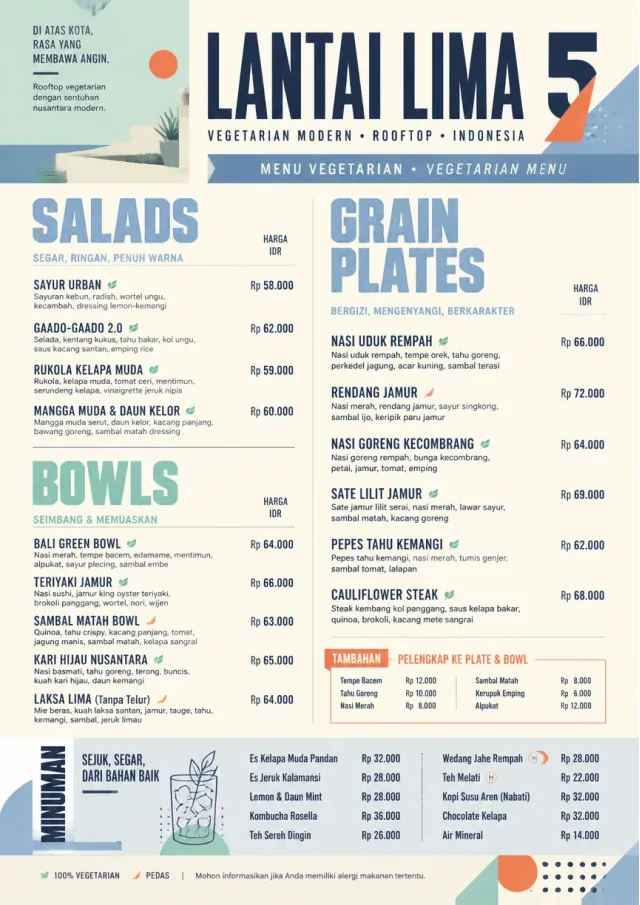Modern Fusion vegetarian-menu menu template preview