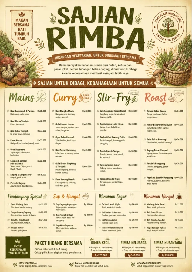 Family Style Feast vegetarian-menu menu template preview