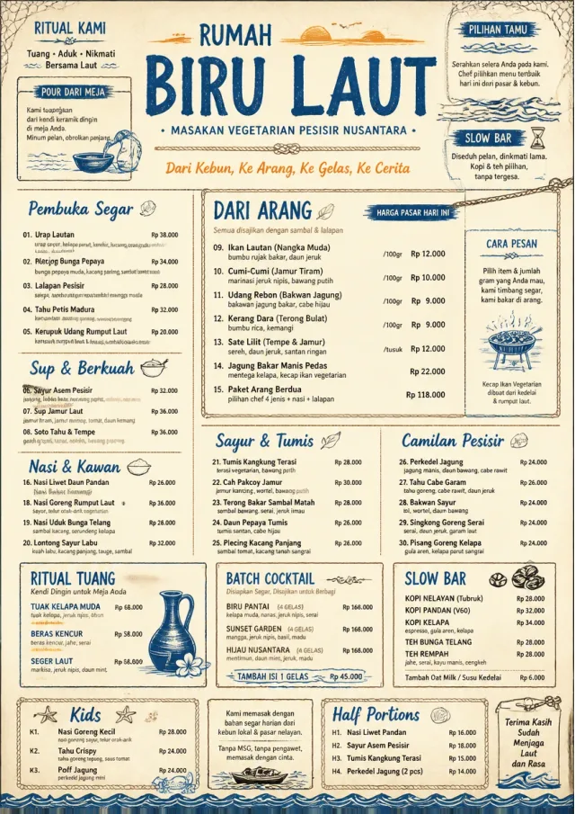 Coastal Regional vegetarian-menu menu template preview