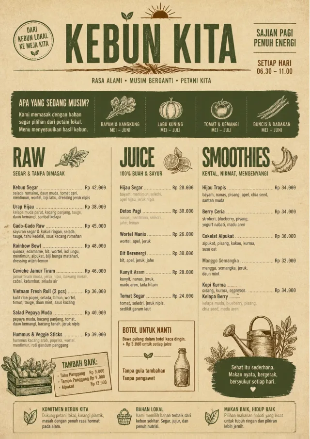Farm Table Rustic vegetarian-menu menu template preview