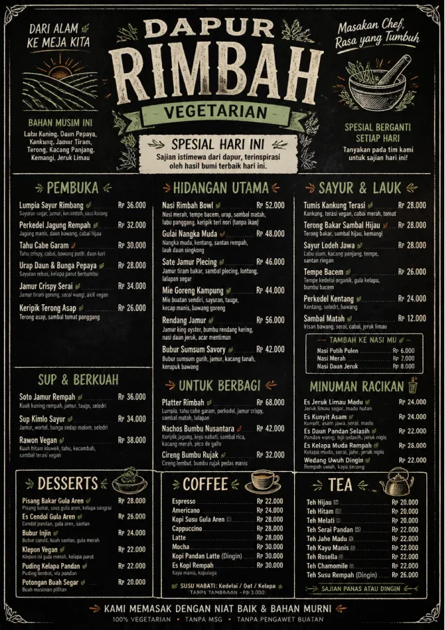 Chef Specials Board vegetarian-menu menu template preview