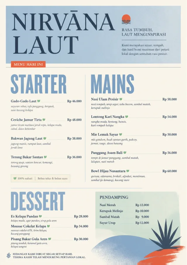 Chef Carte Brève vegetarian-menu menu template preview