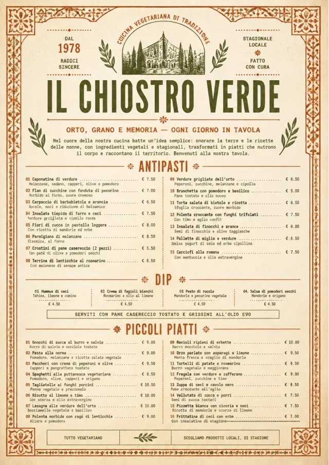 Heritage Tradition vegetarian-menu menu template preview