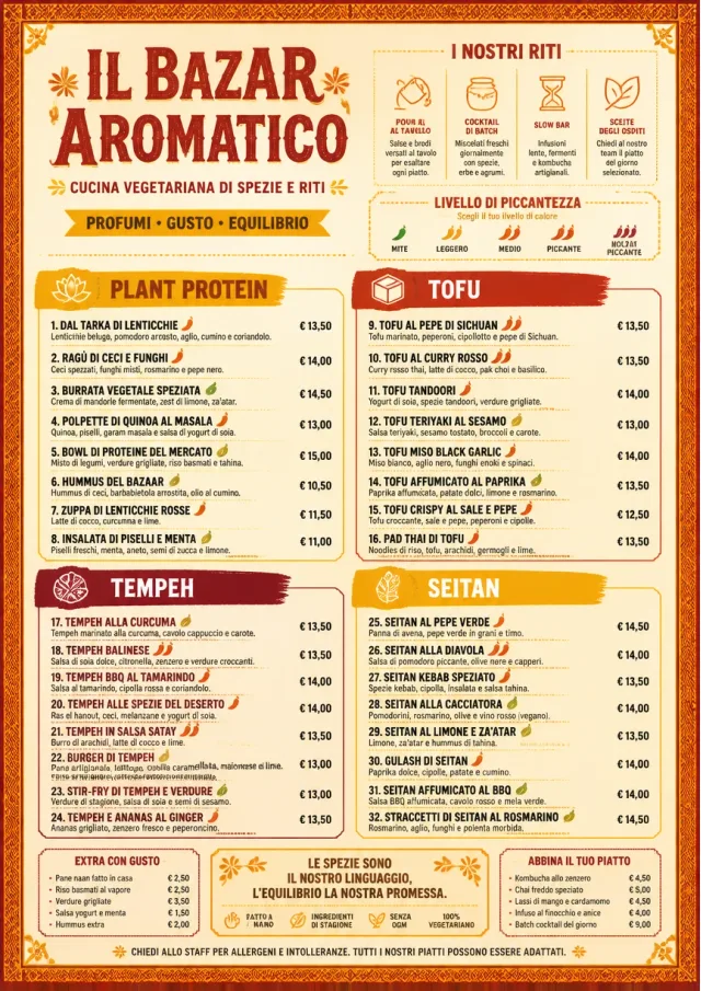Spice Market Bold vegetarian-menu menu template preview