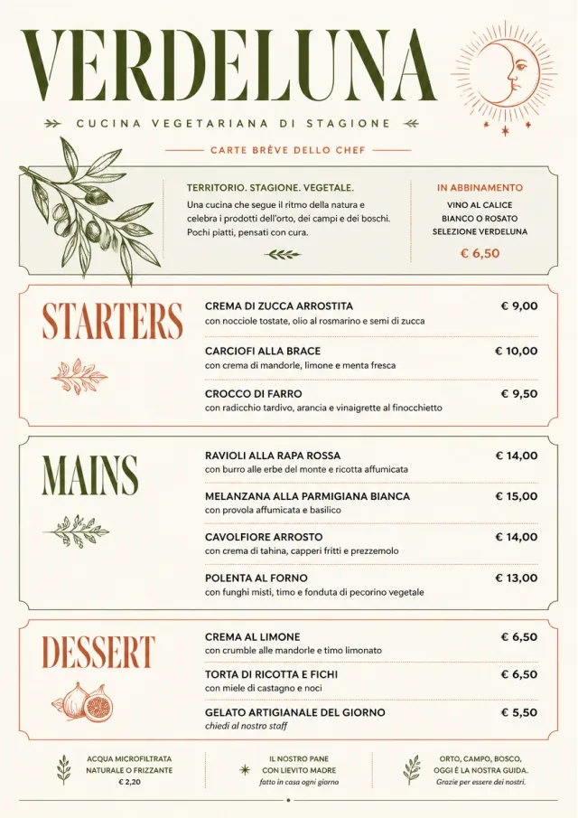 Chef Carte Brève vegetarian-menu menu template preview