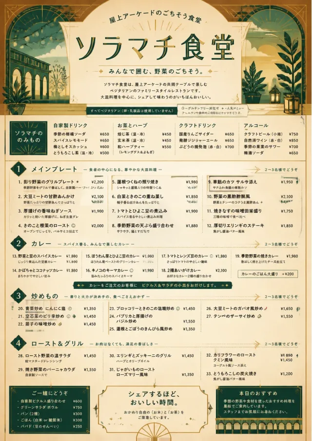 Family Style Feast vegetarian-menu menu template preview