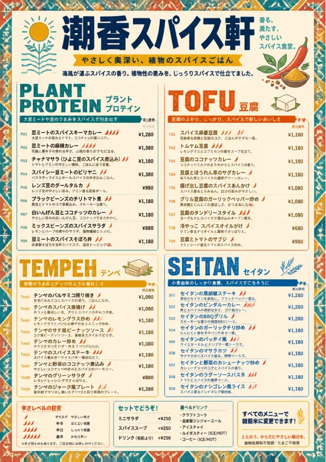 Spice Market Bold vegetarian-menu menu template preview