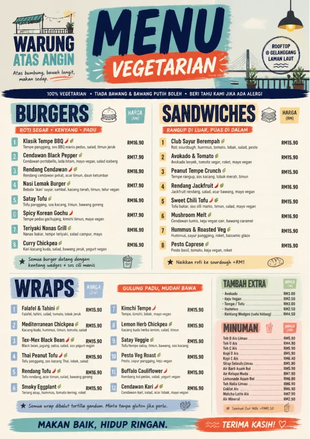 Street Stall Energy vegetarian-menu menu template preview