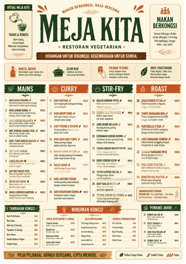 Family Style Feast vegetarian-menu menu template preview