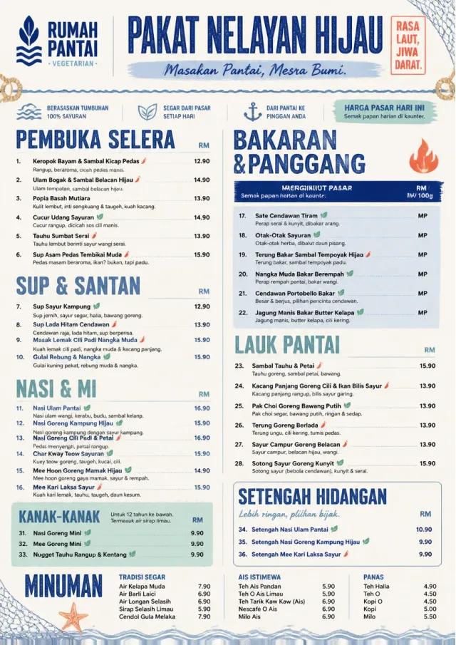 Coastal Regional vegetarian-menu menu template preview