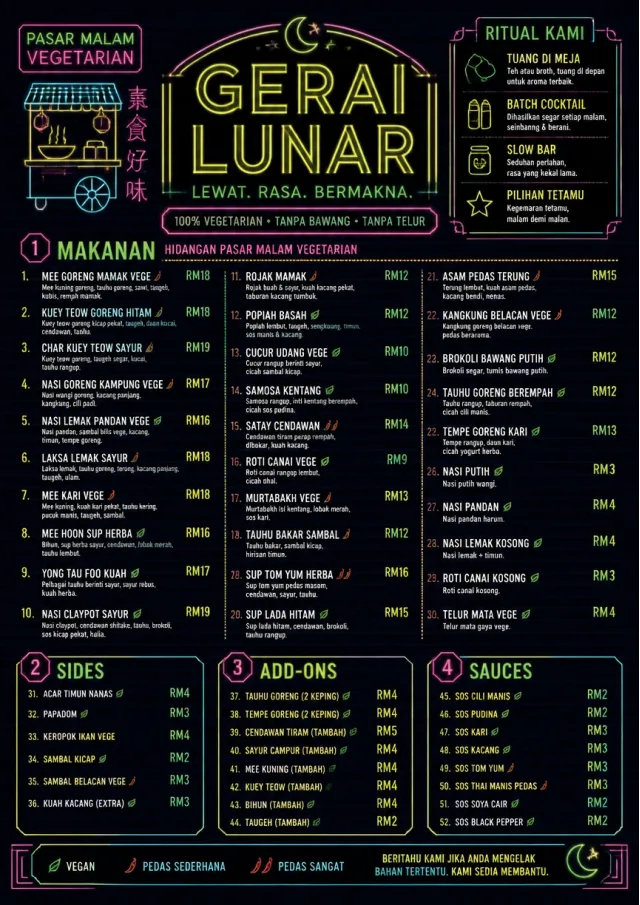 Night Market Neon vegetarian-menu menu template preview