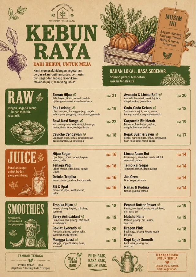 Farm Table Rustic vegetarian-menu menu template preview