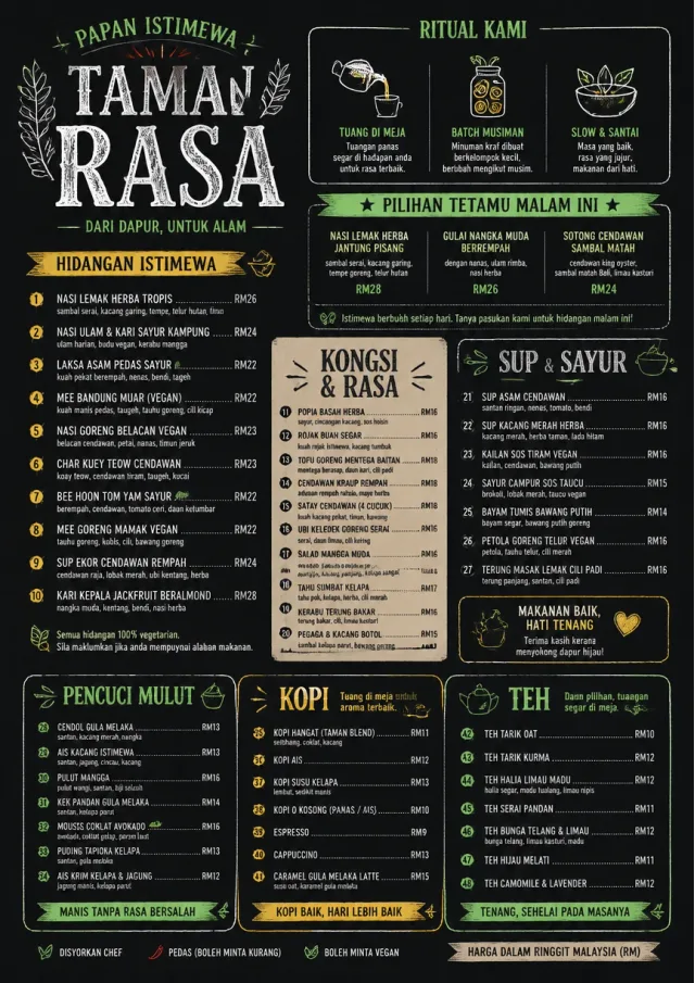 Chef Specials Board vegetarian-menu menu template preview