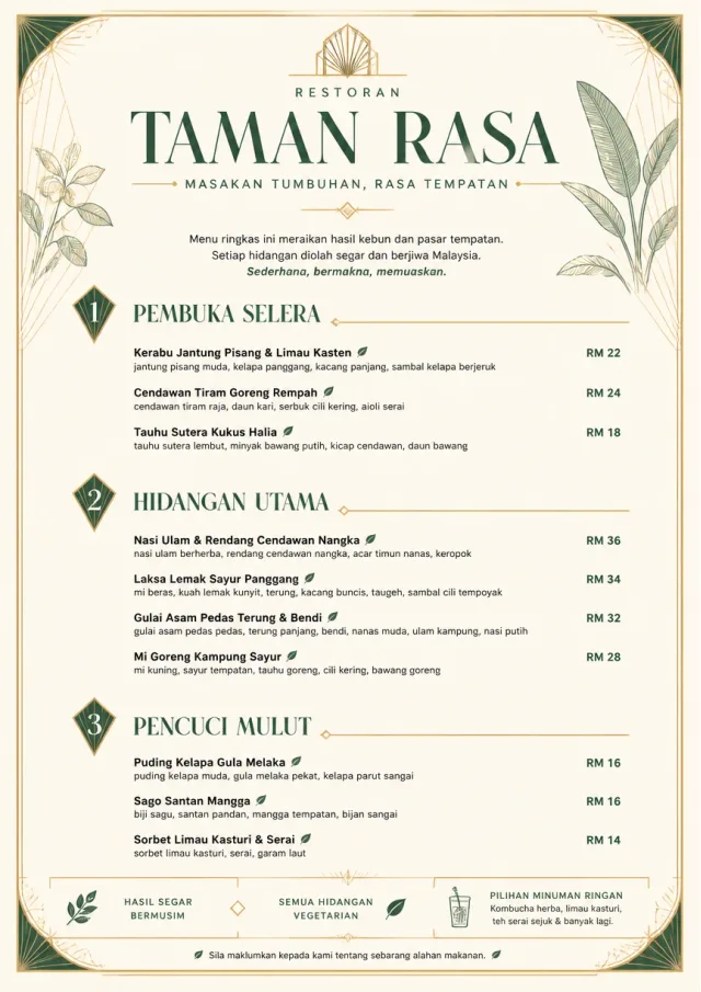 Chef Carte Brève vegetarian-menu menu template preview