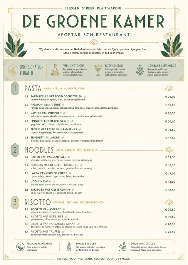 Fine Regional vegetarian-menu menu template preview