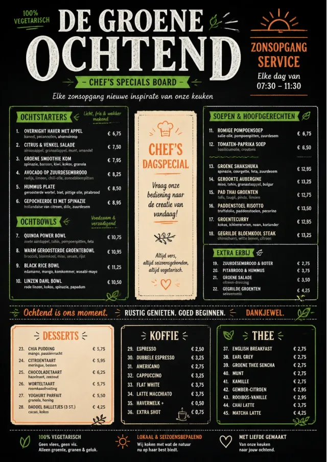 Chef Specials Board vegetarian-menu menu template preview