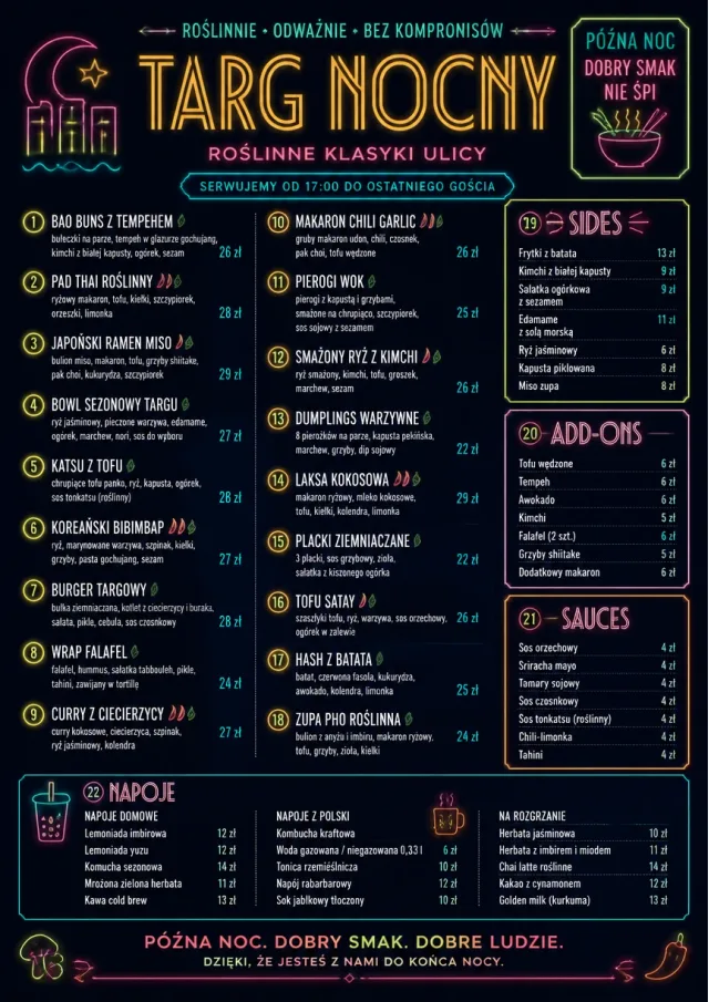 Night Market Neon vegetarian-menu menu template preview