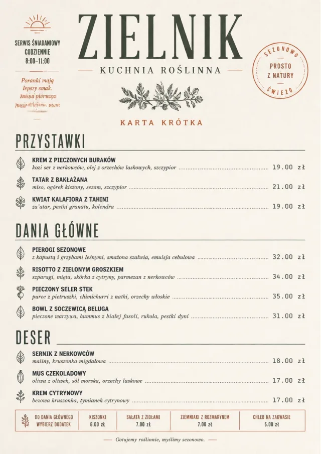 Chef Carte Brève vegetarian-menu menu template preview