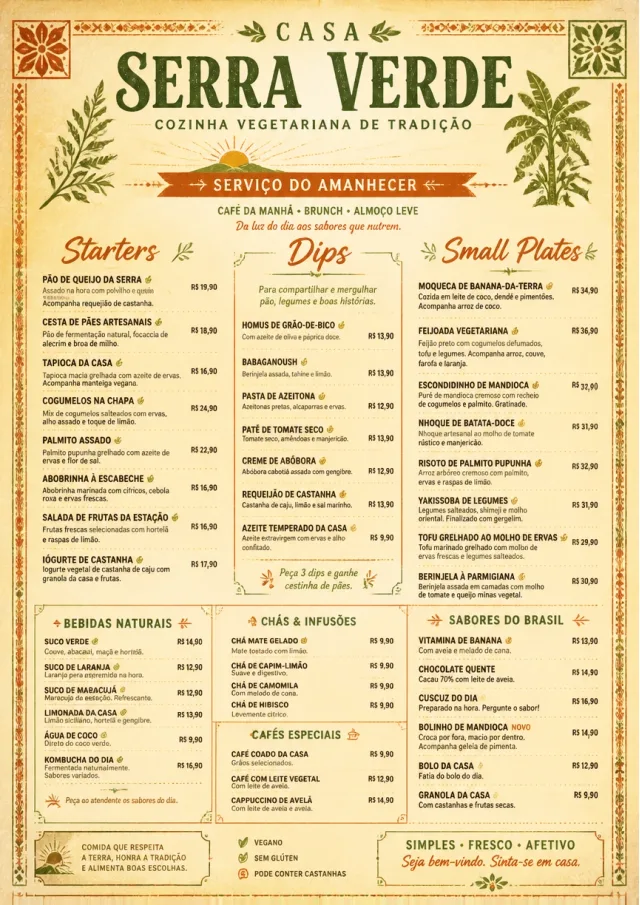 Heritage Tradition vegetarian-menu menu template preview