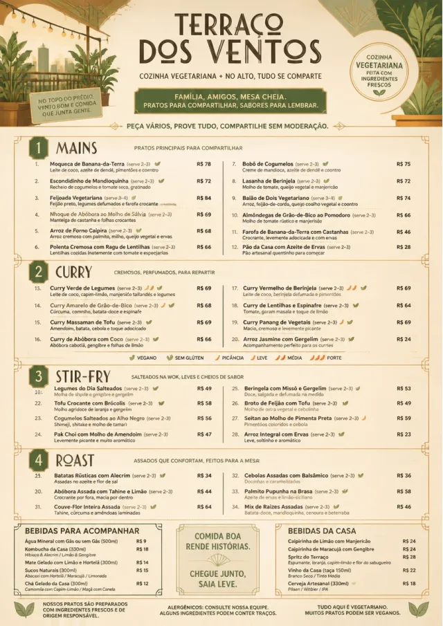 Family Style Feast vegetarian-menu menu template preview