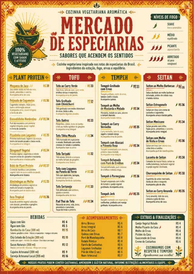 Spice Market Bold vegetarian-menu menu template preview
