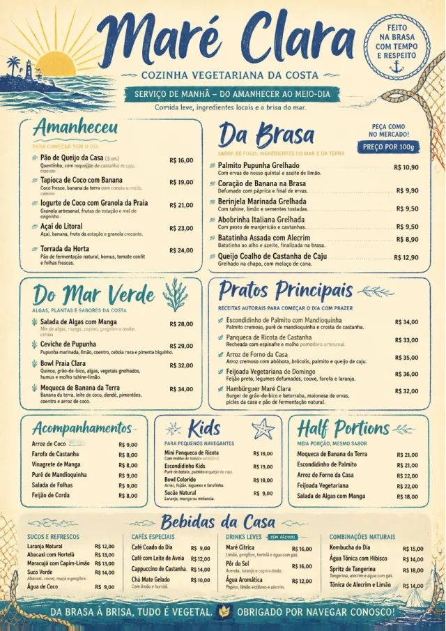 Coastal Regional vegetarian-menu menu template preview