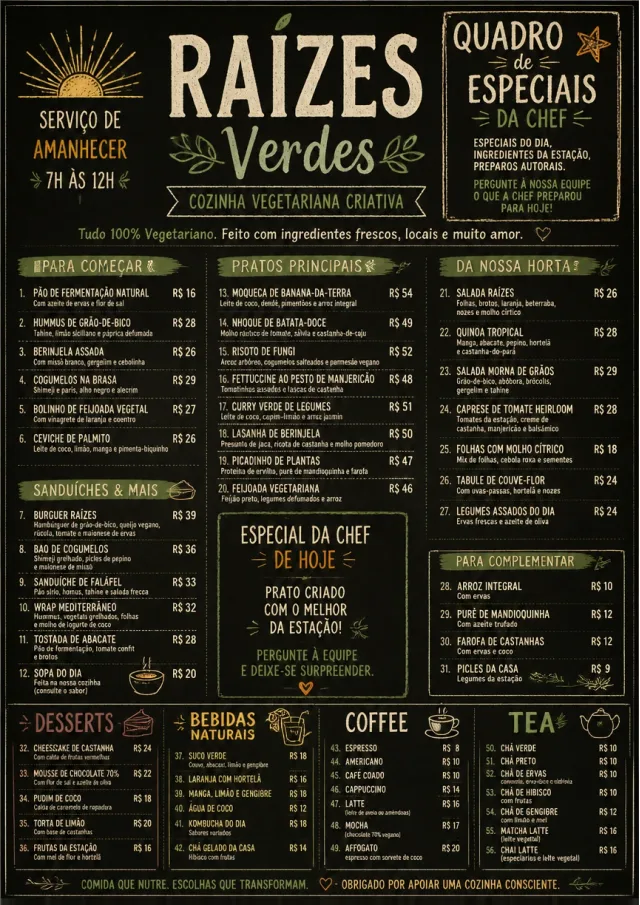 Chef Specials Board vegetarian-menu menu template preview