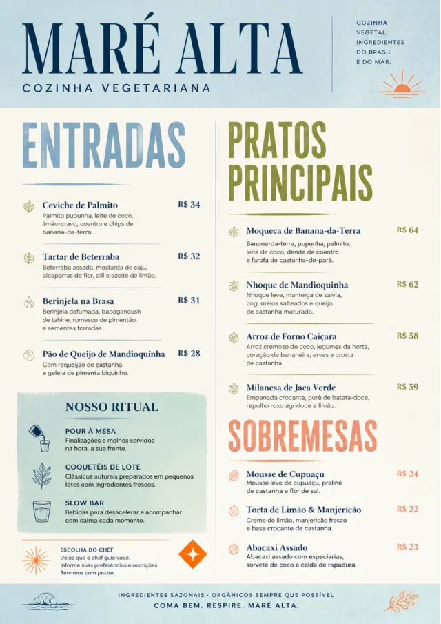 Chef Carte Brève vegetarian-menu menu template preview