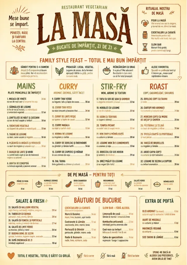 Family Style Feast vegetarian-menu menu template preview