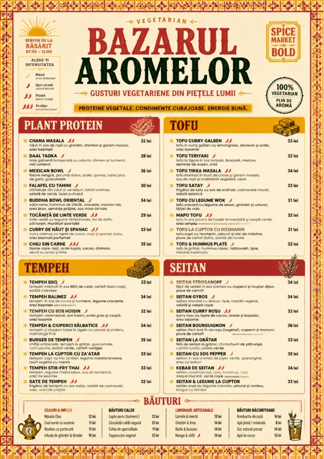 Spice Market Bold vegetarian-menu menu template preview