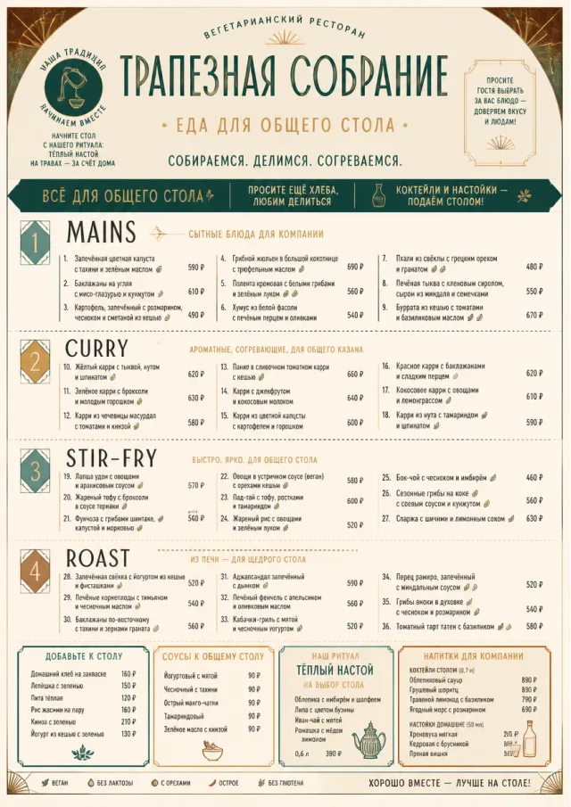 Family Style Feast vegetarian-menu menu template preview
