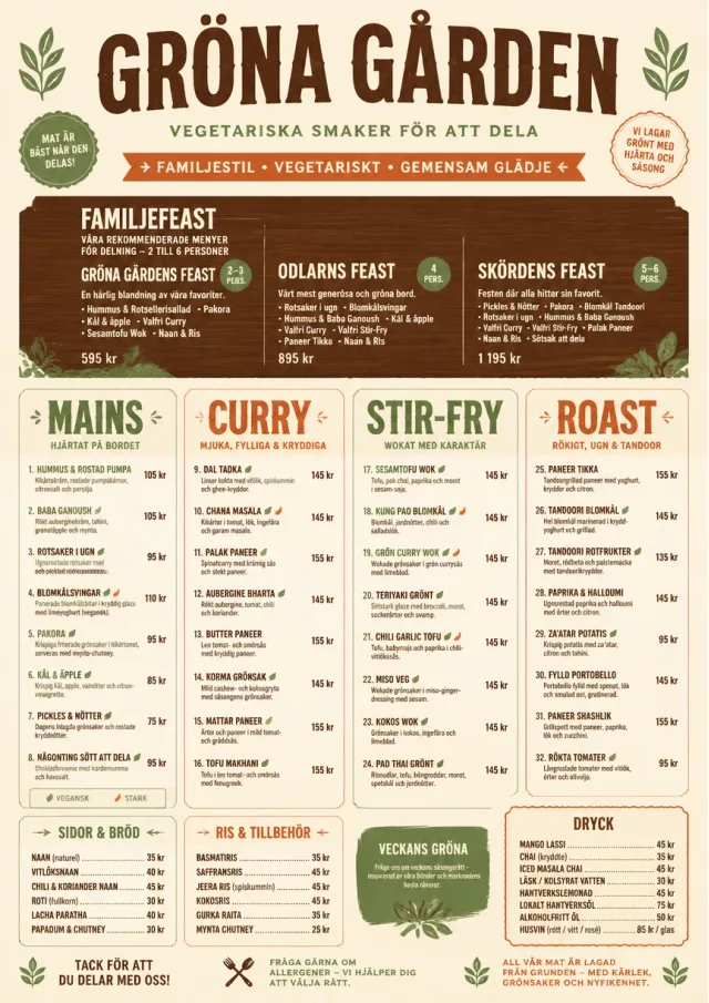 Family Style Feast vegetarian-menu menu template preview