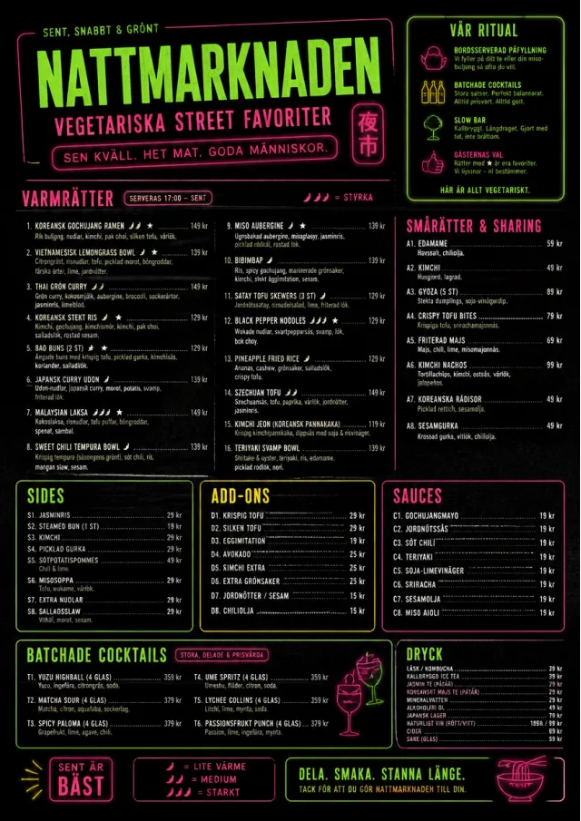 Night Market Neon vegetarian-menu menu template preview
