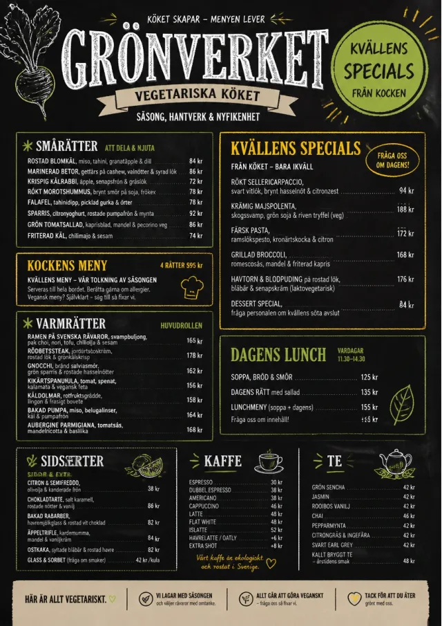 Chef Specials Board vegetarian-menu menu template preview