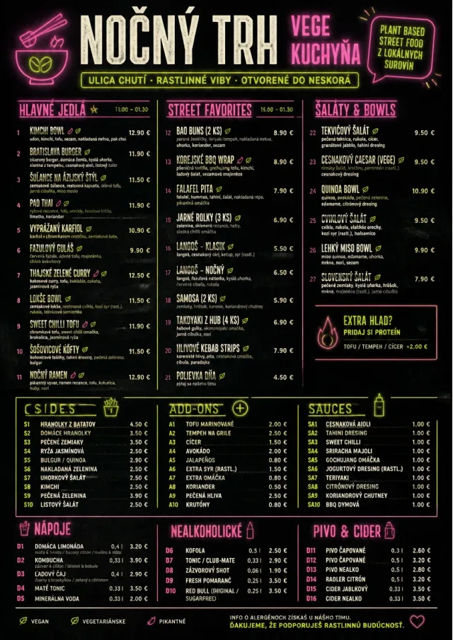 Night Market Neon vegetarian-menu menu template preview