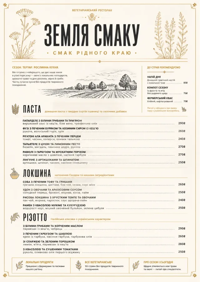 Fine Regional vegetarian-menu menu template preview